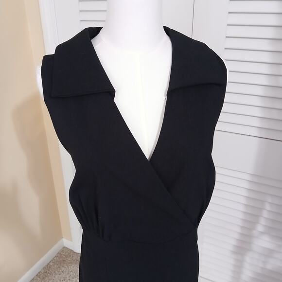 Retro Chic 18 black sleeveless collared side-zip bodycon dress w/rear kick-pleat - Picture 6 of 14